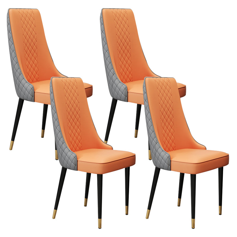 Glam Style Side Chair Leather Parsons Indoor Dining Chair for Living Room