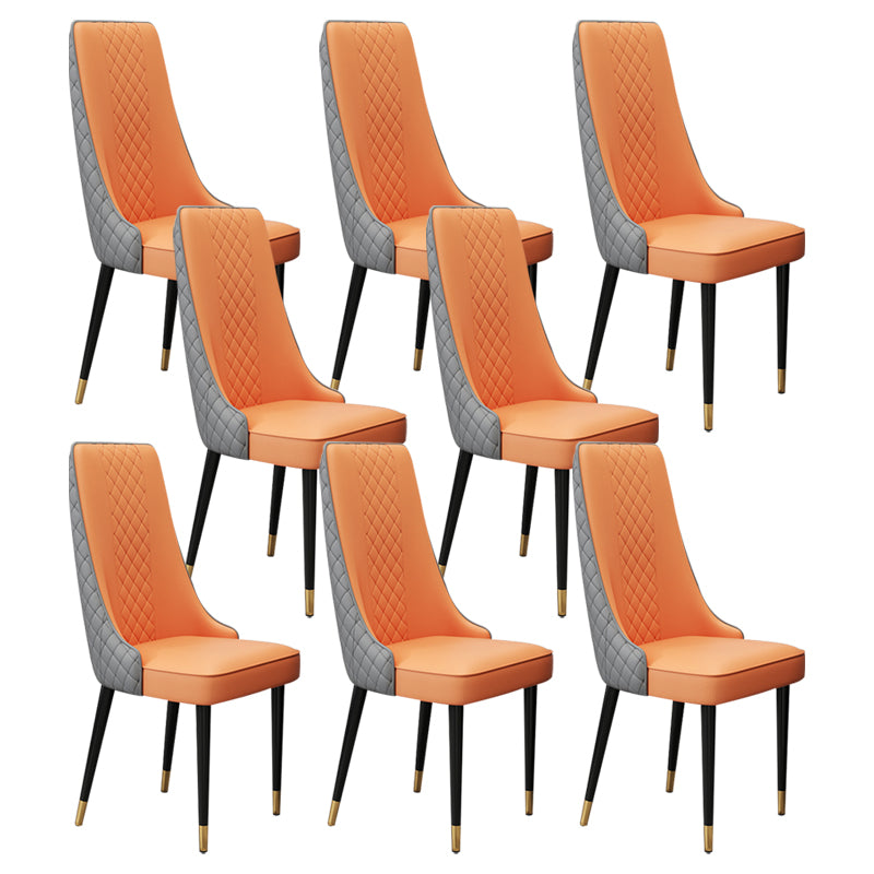 Glam Style Side Chair Leather Parsons Indoor Dining Chair for Living Room