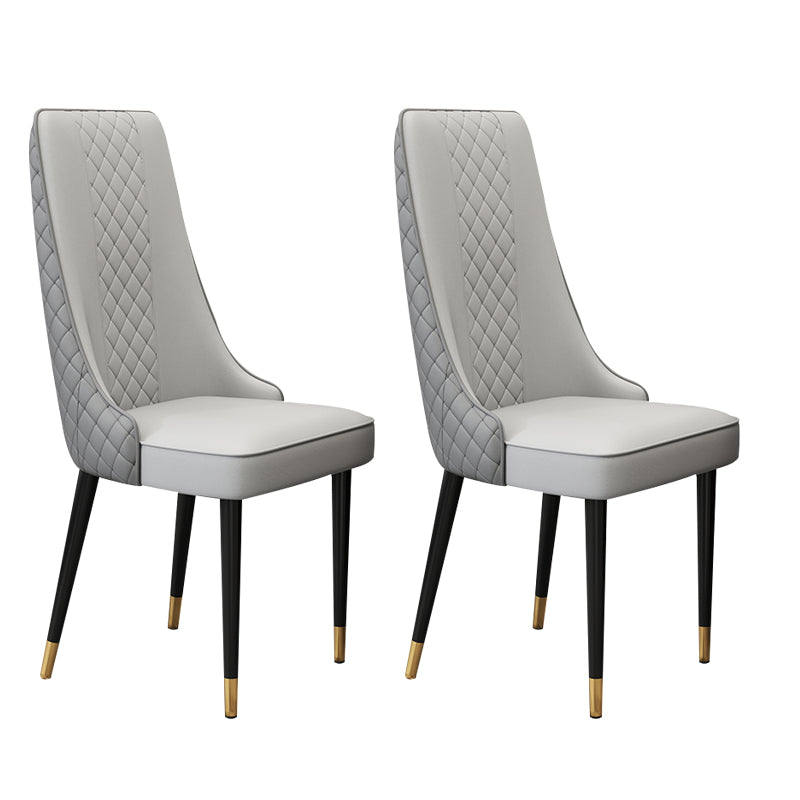 Glam Style Side Chair Leather Parsons Indoor Dining Chair for Living Room