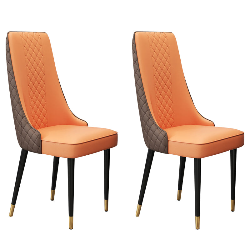 Glam Style Side Chair Leather Parsons Indoor Dining Chair for Living Room