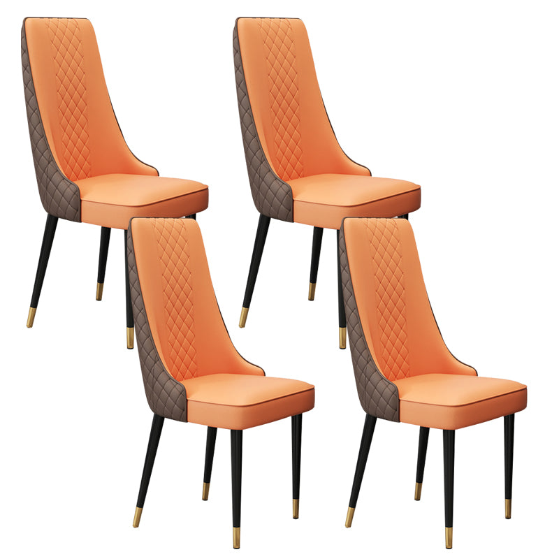Glam Style Side Chair Leather Parsons Indoor Dining Chair for Living Room