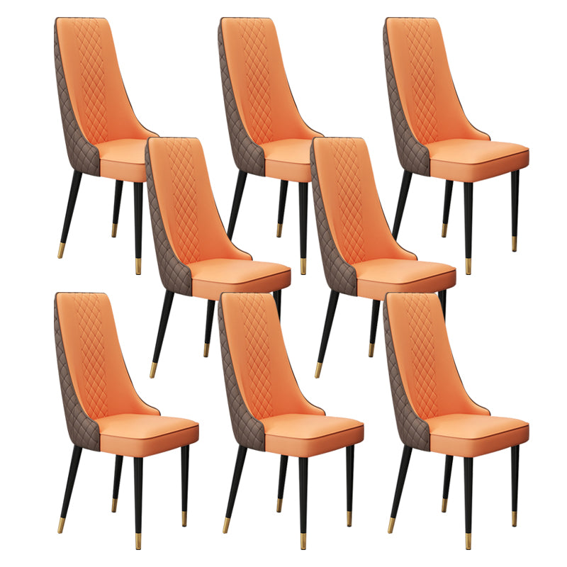 Glam Style Side Chair Leather Parsons Indoor Dining Chair for Living Room
