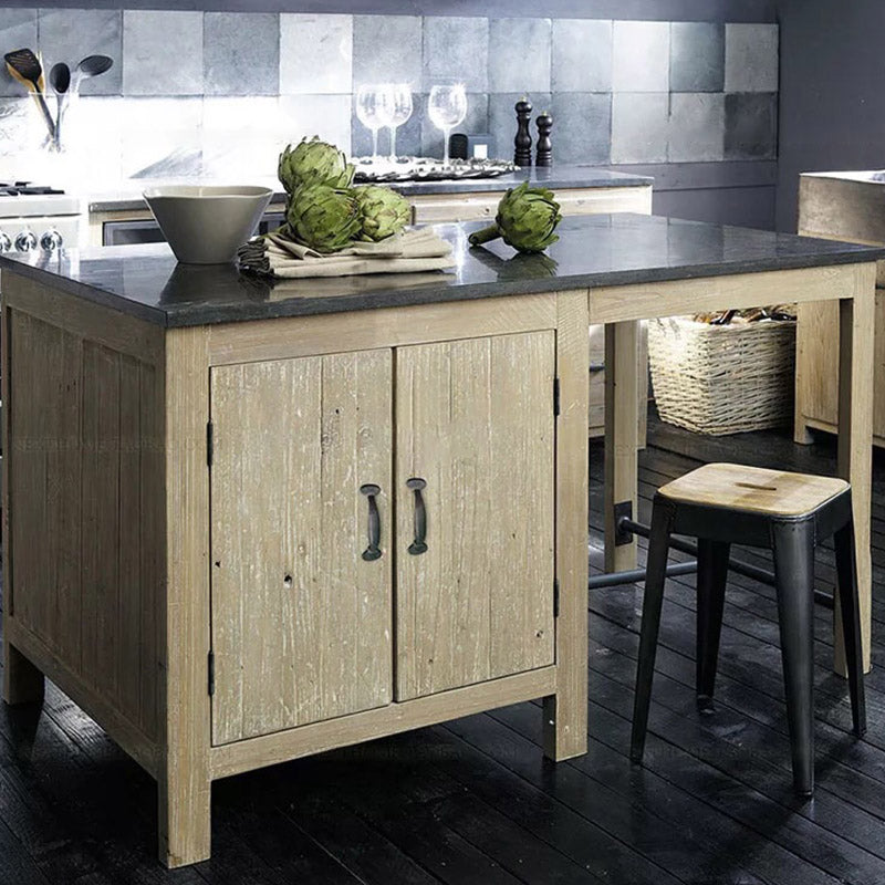 Modern Kitchen Island Dining Room Prep Table with Storage Cabinet