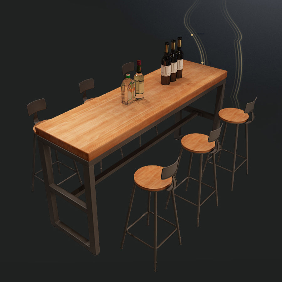 Industrial Rectangle Pub Table Set 1/4/6/7 Pieces Solid Wood Bistro Set