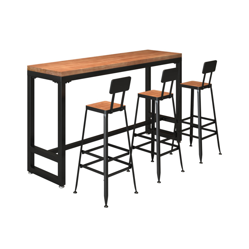 Industrial Rectangle Pub Table Set 1/4/6/7 Pieces Solid Wood Bistro Set