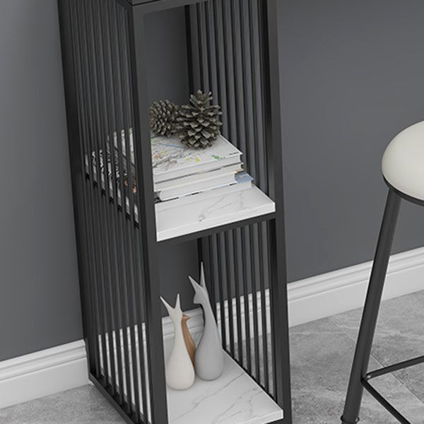 Glam Stone Bar Table Set 1/3 Pieces Rectangle Bar Table with Upholstered Stools