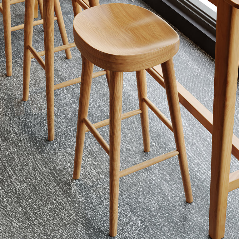 Rectangle Bar Pub Table Set 1/4 Pcs Solid Wood Bar Table and Backless Stools