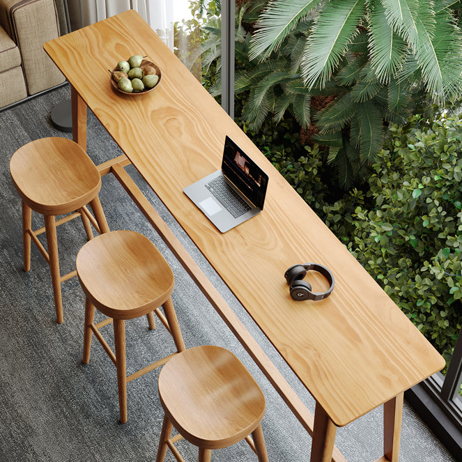 Rectangle Bar Pub Table Set 1/4 Pcs Solid Wood Bar Table and Backless Stools