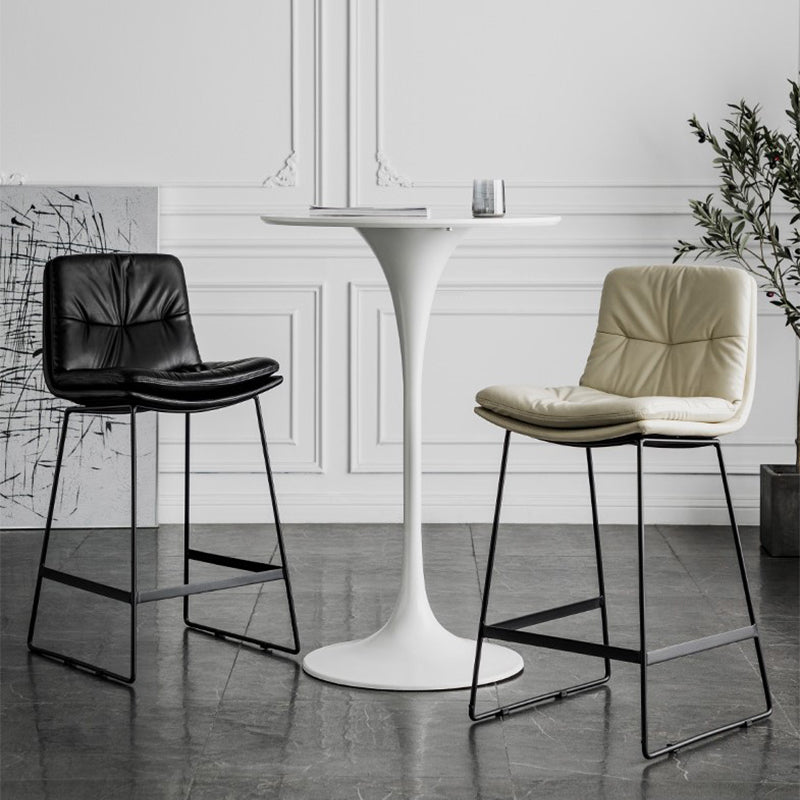 Modern Backrest Armless Counter Stool Iron Cafe Bar Stool with Cushion
