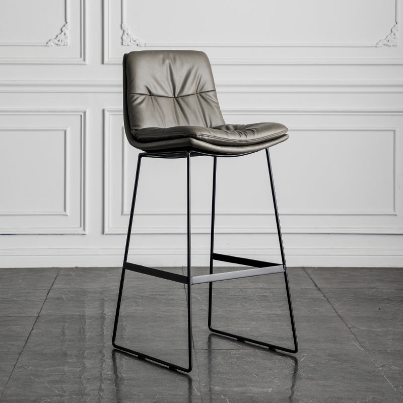 Modern Backrest Armless Counter Stool Iron Cafe Bar Stool with Cushion