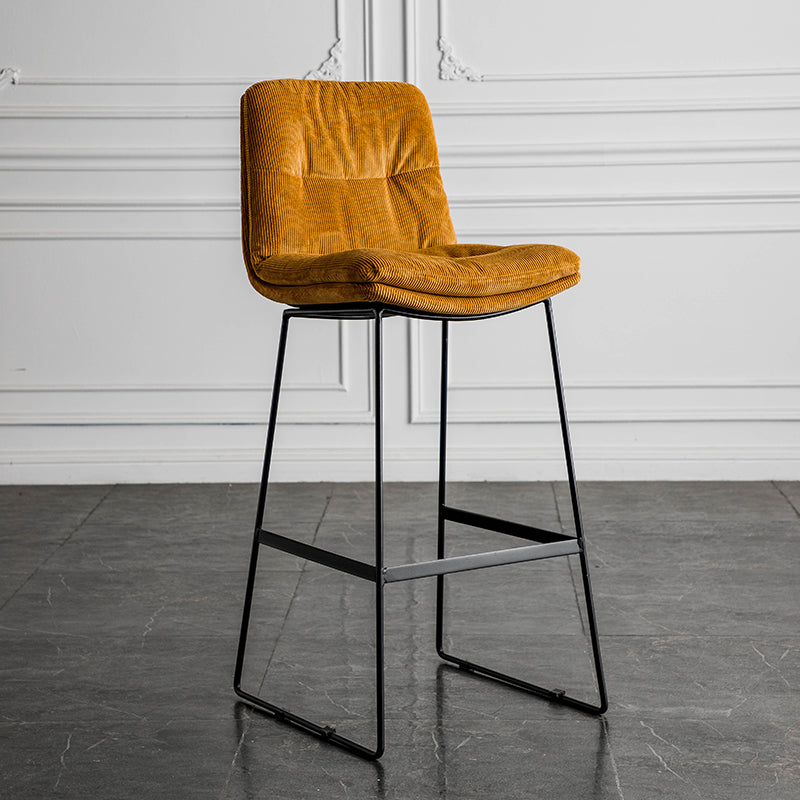 Modern Backrest Armless Counter Stool Iron Cafe Bar Stool with Cushion