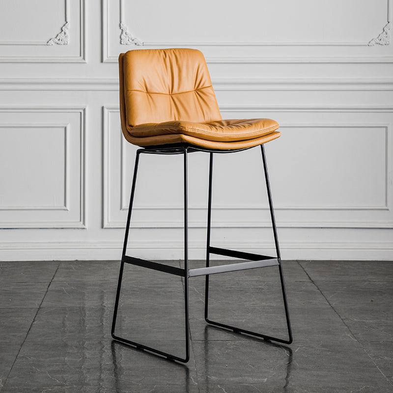 Modern Backrest Armless Counter Stool Iron Cafe Bar Stool with Cushion