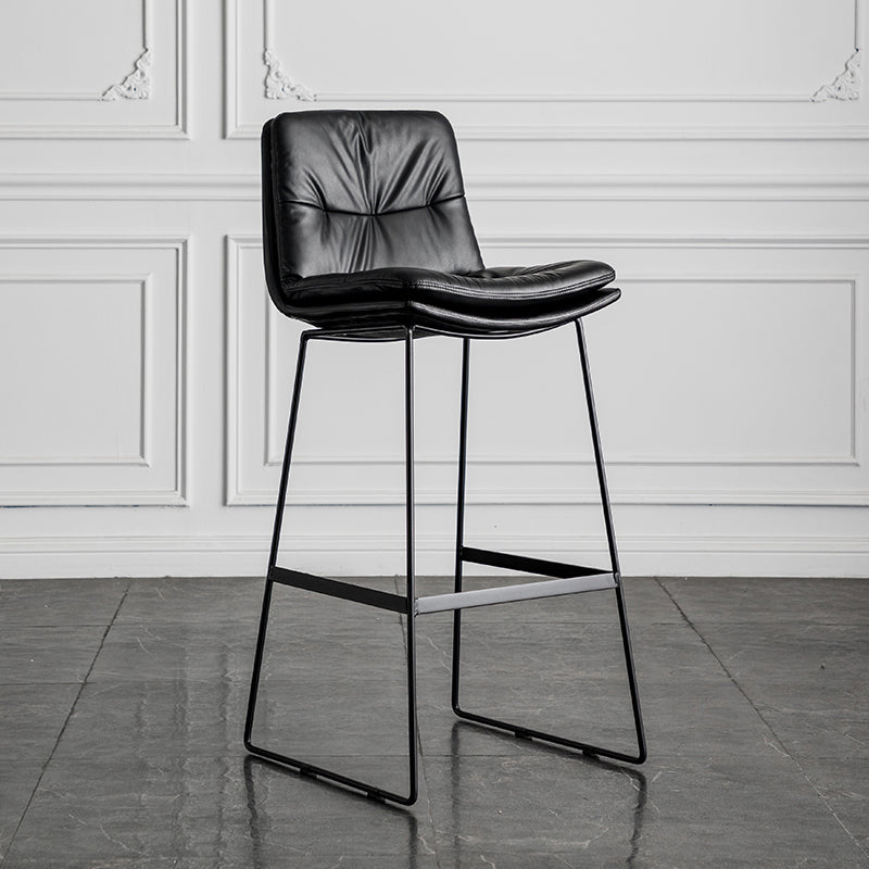 Modern Backrest Armless Counter Stool Iron Cafe Bar Stool with Cushion