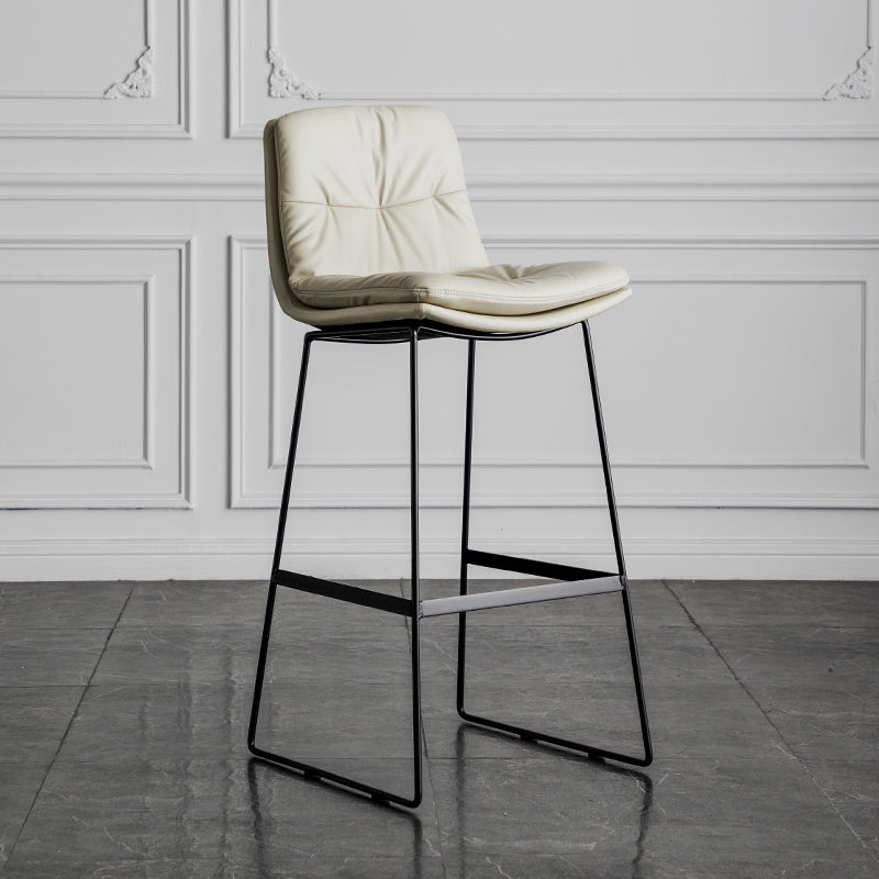 Modern Backrest Armless Counter Stool Iron Cafe Bar Stool with Cushion