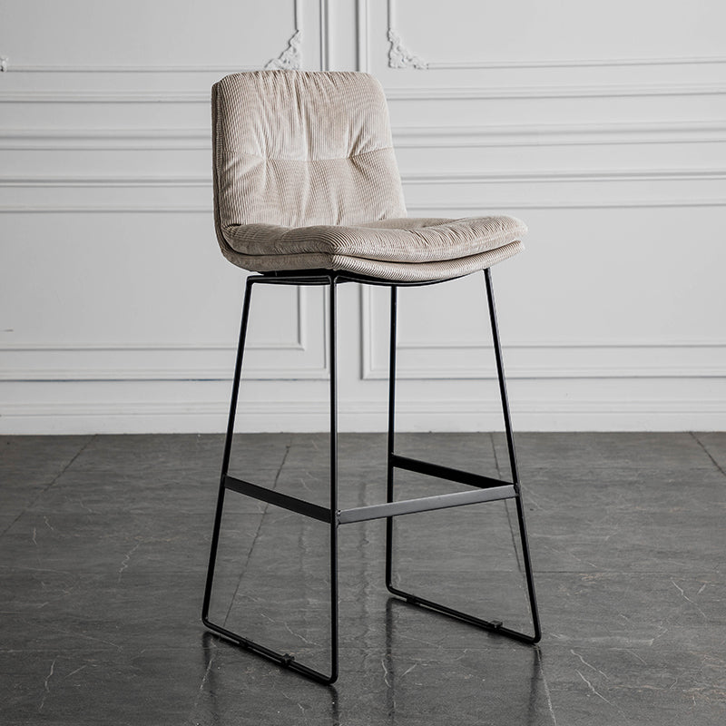 Modern Backrest Armless Counter Stool Iron Cafe Bar Stool with Cushion