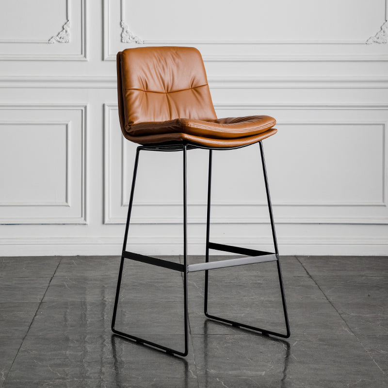 Modern Backrest Armless Counter Stool Iron Cafe Bar Stool with Cushion