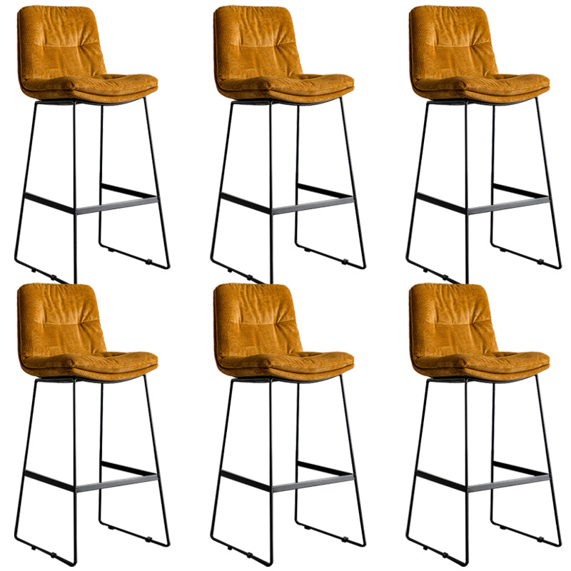 Modern Backrest Armless Counter Stool Iron Cafe Bar Stool with Cushion
