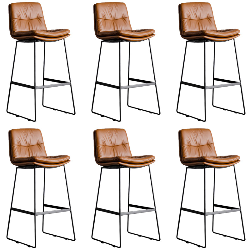Modern Backrest Armless Counter Stool Iron Cafe Bar Stool with Cushion