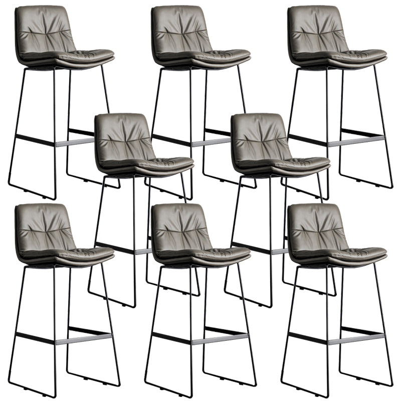 Modern Backrest Armless Counter Stool Iron Cafe Bar Stool with Cushion