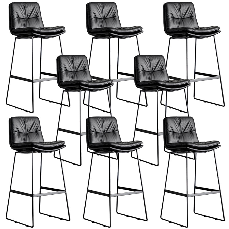 Modern Backrest Armless Counter Stool Iron Cafe Bar Stool with Cushion