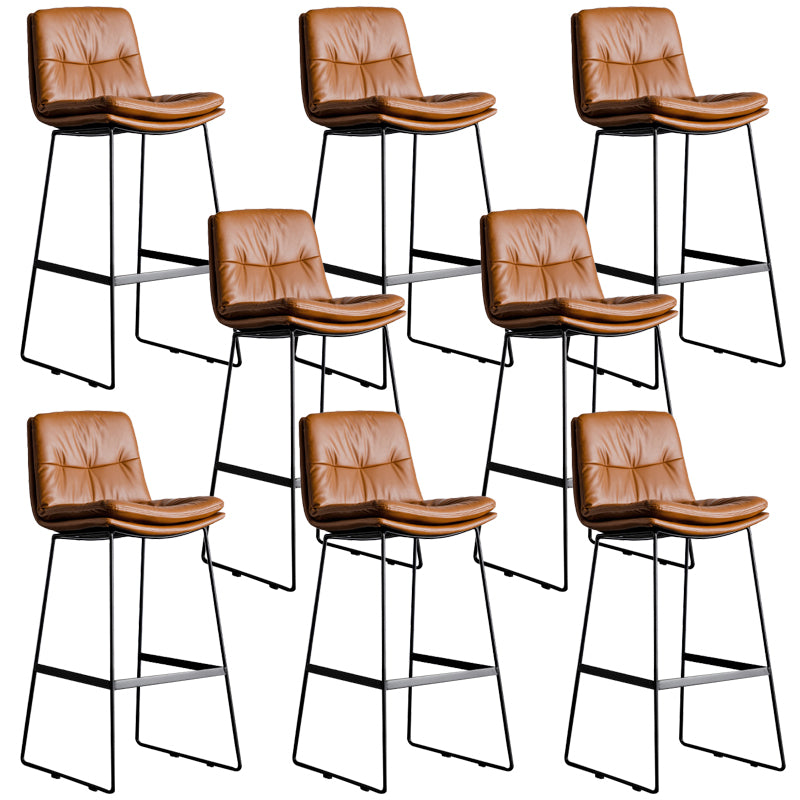 Modern Backrest Armless Counter Stool Iron Cafe Bar Stool with Cushion