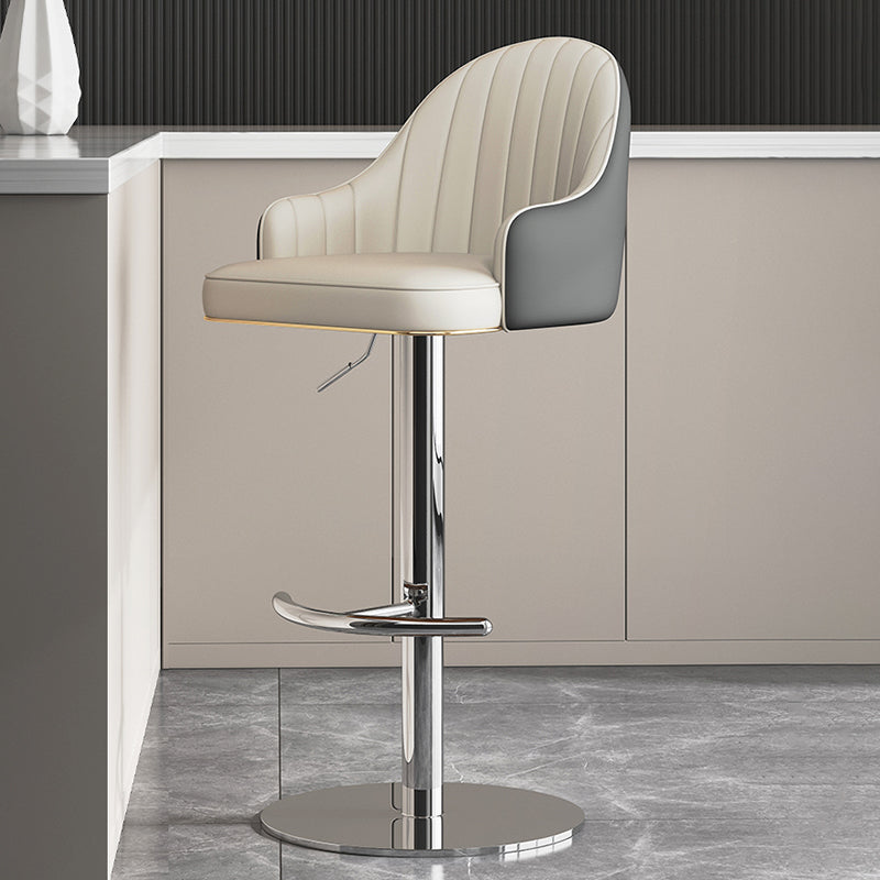 Industrial Backrest Elevatable Counter Stool Iron Cafe Bar Stool with Cushion and Pedal