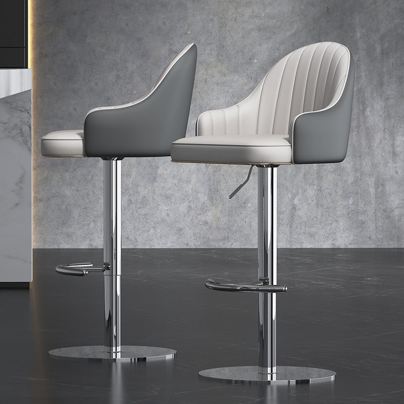 Industrial Backrest Elevatable Counter Stool Iron Cafe Bar Stool with Cushion and Pedal