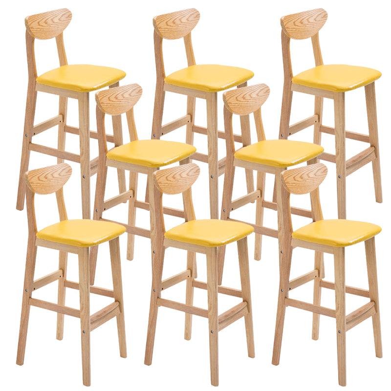 Industrial Armless Backrest Counter Stool Rubber Wood Cafe Bar Stool with Cushion