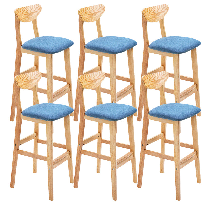Industrial Armless Backrest Counter Stool Rubber Wood Cafe Bar Stool with Cushion