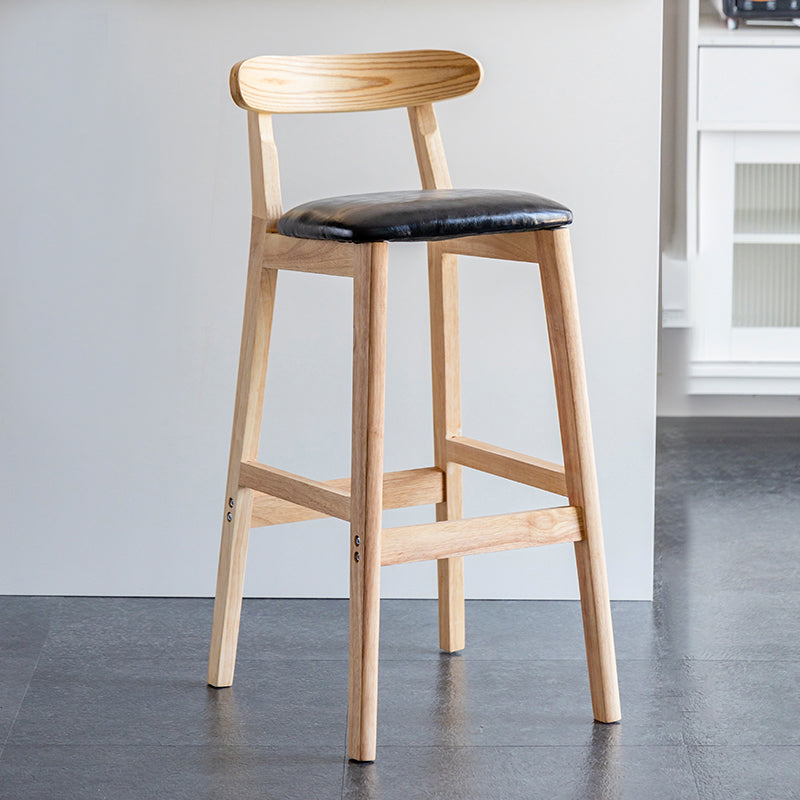 Industrial Backrest Armless Counter Stool Wood Cafe Bar Stool with Pedal and Cushion