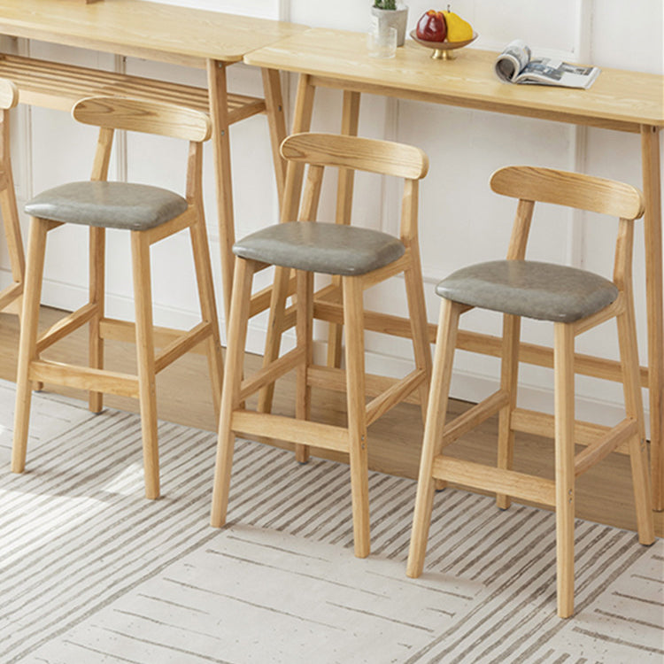 Industrial Backrest Armless Counter Stool Wood Cafe Bar Stool with Pedal and Cushion