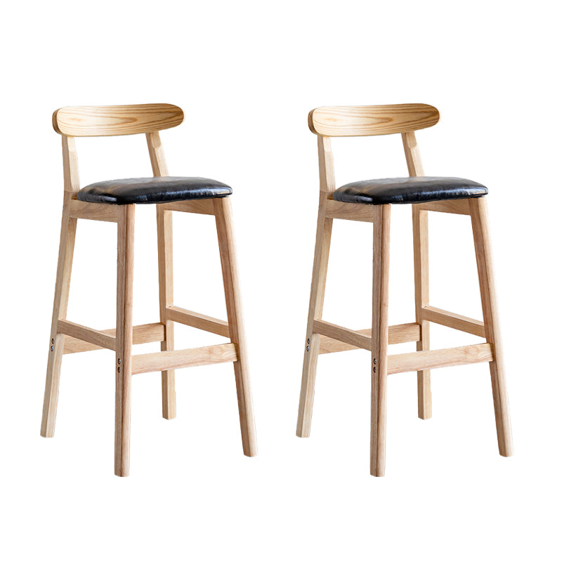 Industrial Backrest Armless Counter Stool Wood Cafe Bar Stool with Pedal and Cushion