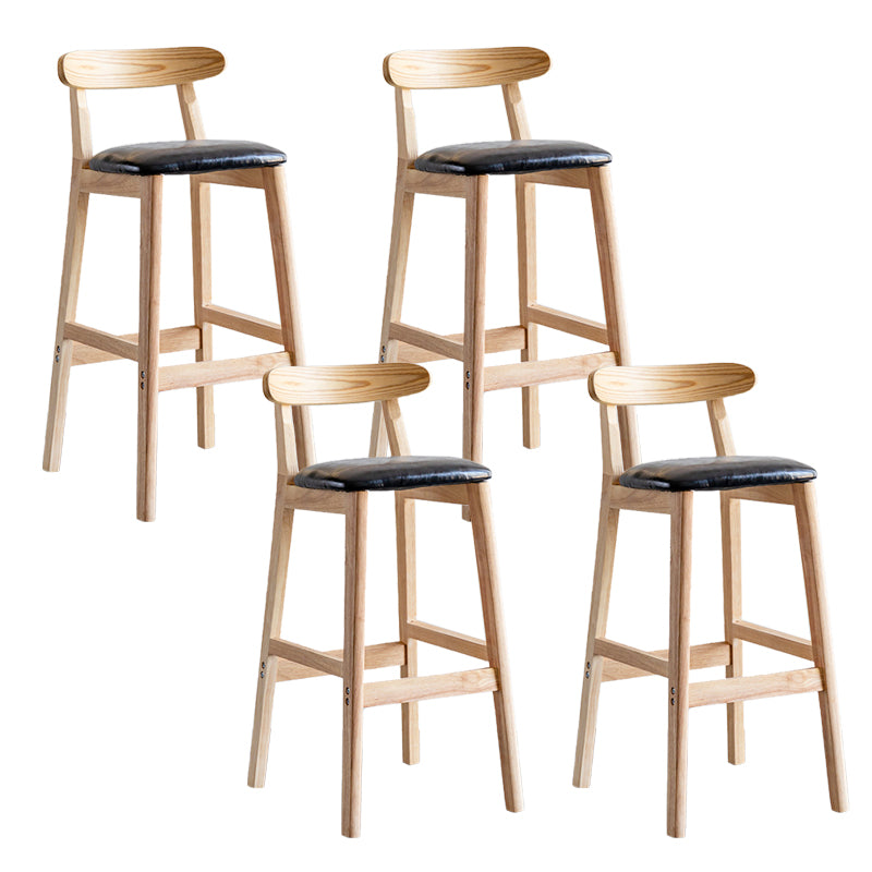 Industrial Backrest Armless Counter Stool Wood Cafe Bar Stool with Pedal and Cushion
