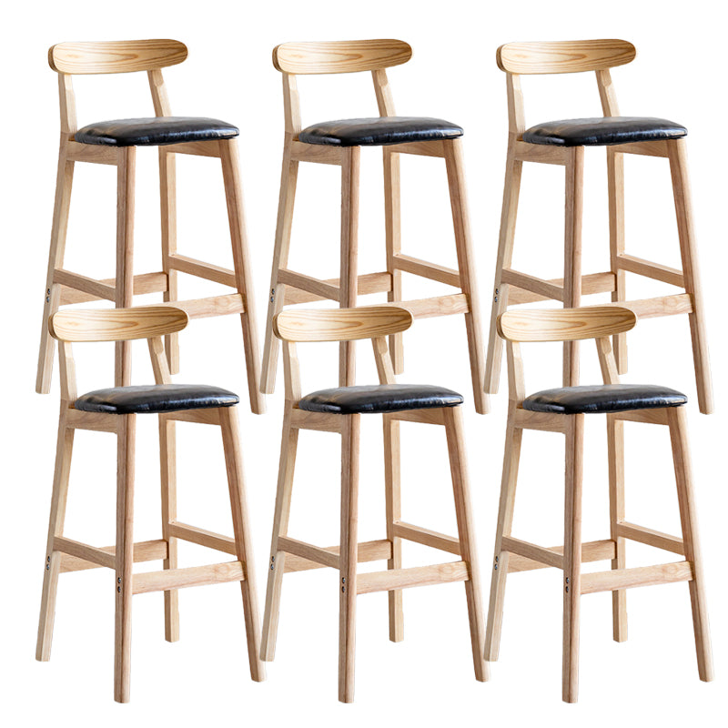 Industrial Backrest Armless Counter Stool Wood Cafe Bar Stool with Pedal and Cushion