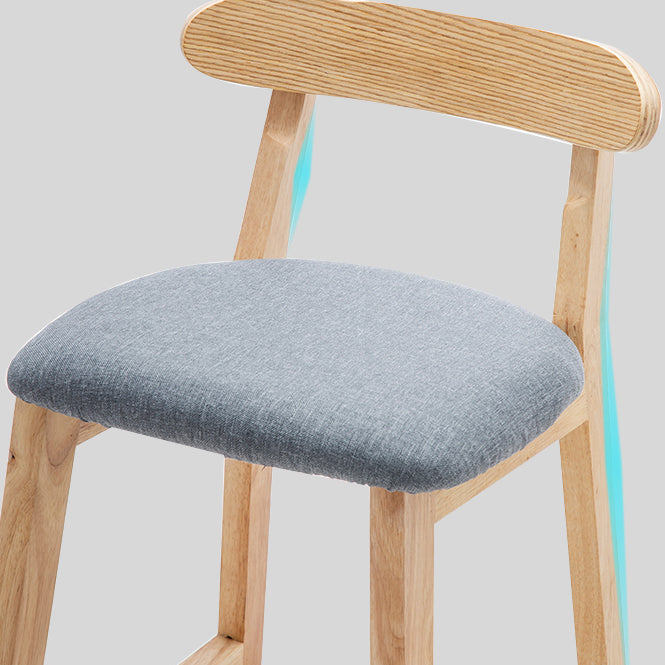 Industrial Backrest Armless Counter Stool Wood Cafe Bar Stool with Pedal and Cushion