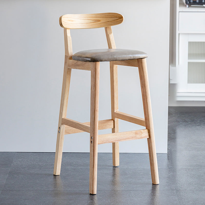 Industrial Backrest Armless Counter Stool Wood Cafe Bar Stool with Pedal and Cushion