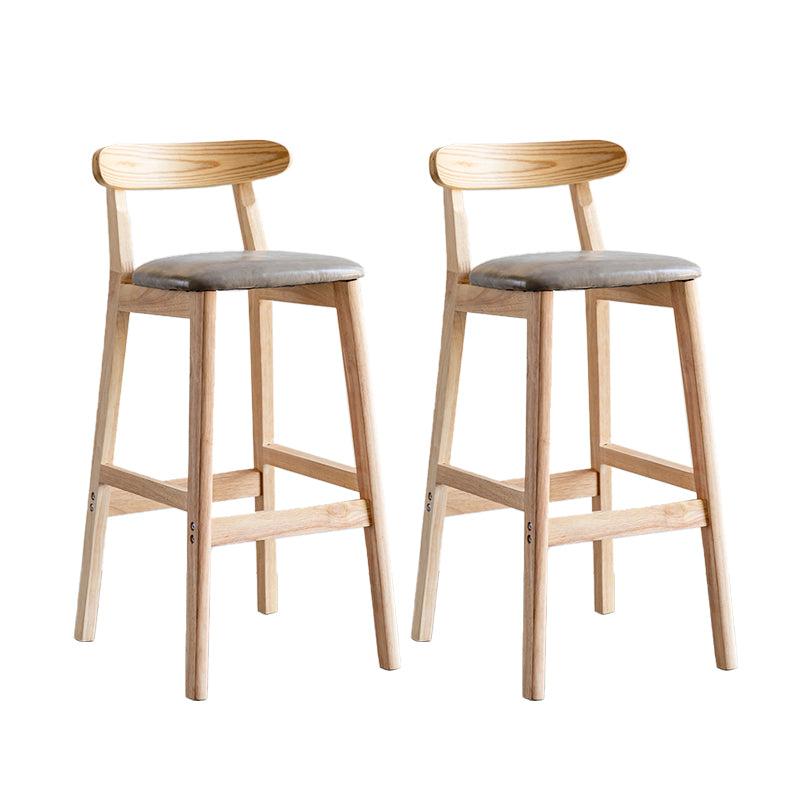 Industrial Backrest Armless Counter Stool Wood Cafe Bar Stool with Pedal and Cushion