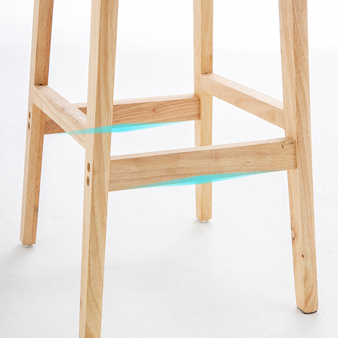 Industrial Backrest Armless Counter Stool Wood Cafe Bar Stool with Pedal and Cushion