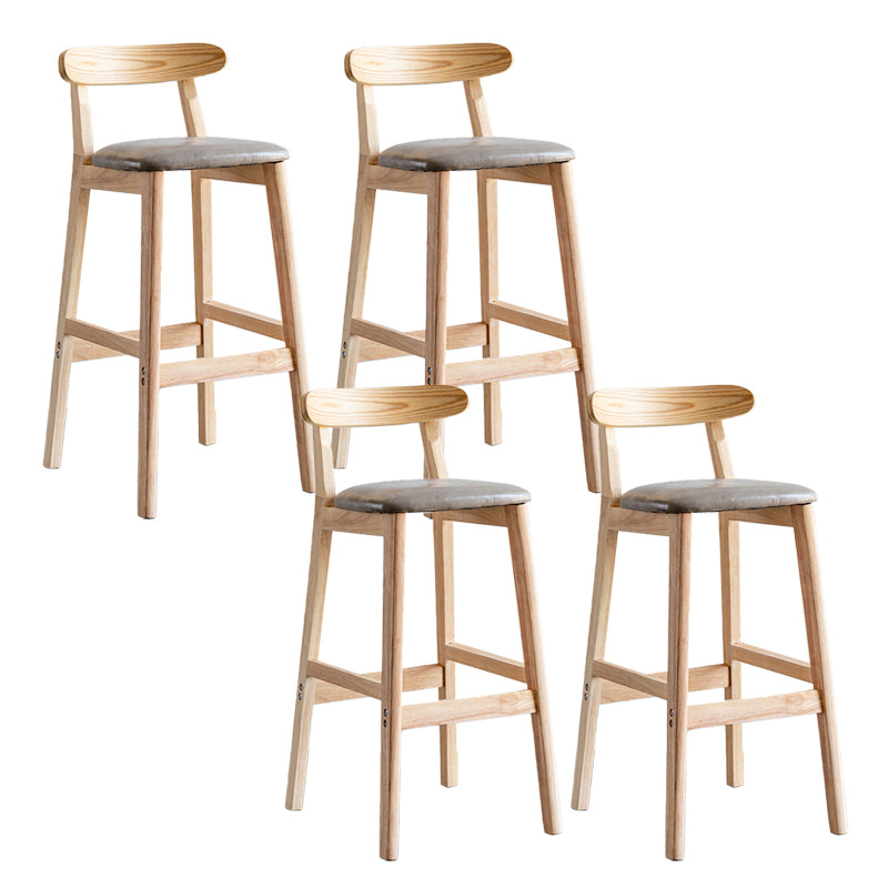 Industrial Backrest Armless Counter Stool Wood Cafe Bar Stool with Pedal and Cushion