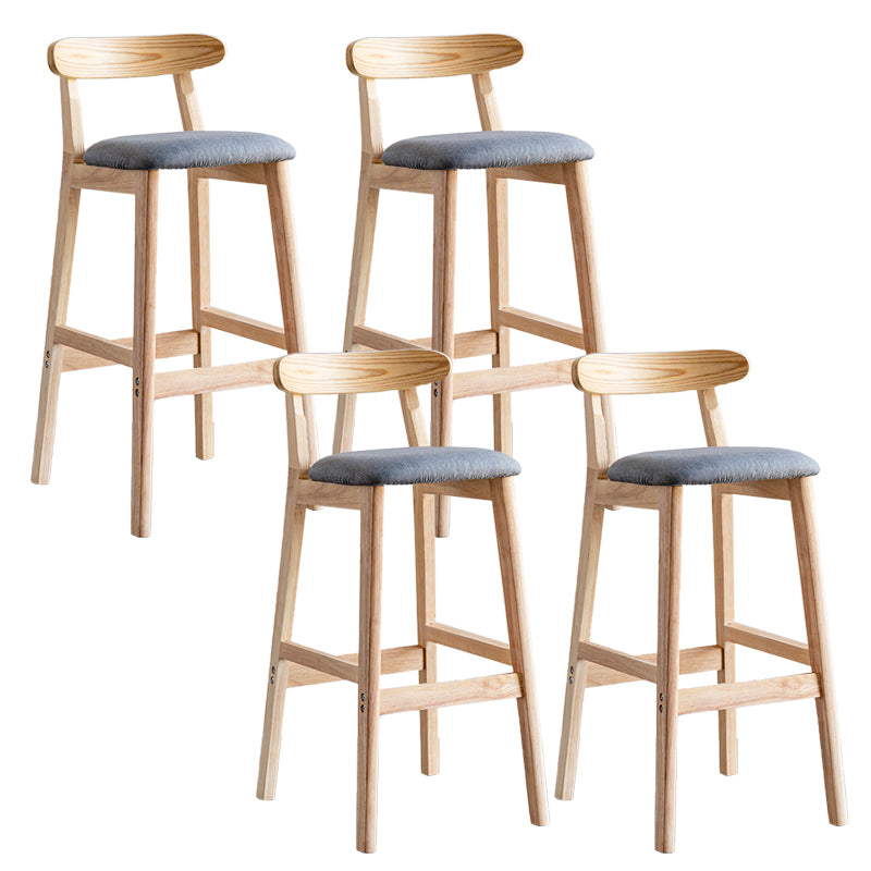 Industrial Backrest Armless Counter Stool Wood Cafe Bar Stool with Pedal and Cushion