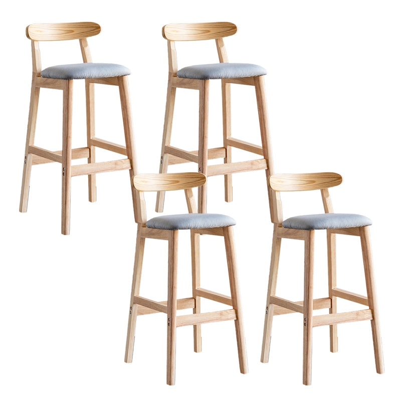 Industrial Backrest Armless Counter Stool Wood Cafe Bar Stool with Pedal and Cushion