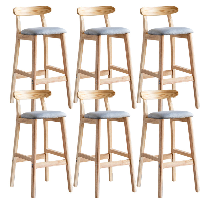Industrial Backrest Armless Counter Stool Wood Cafe Bar Stool with Pedal and Cushion