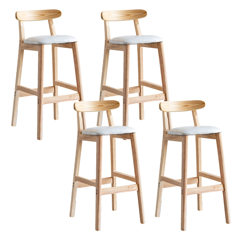 Industrial Backrest Armless Counter Stool Wood Cafe Bar Stool with Pedal and Cushion