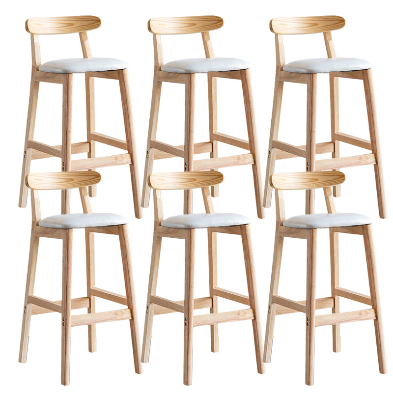 Industrial Backrest Armless Counter Stool Wood Cafe Bar Stool with Pedal and Cushion