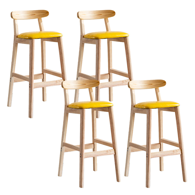Industrial Backrest Armless Counter Stool Wood Cafe Bar Stool with Pedal and Cushion