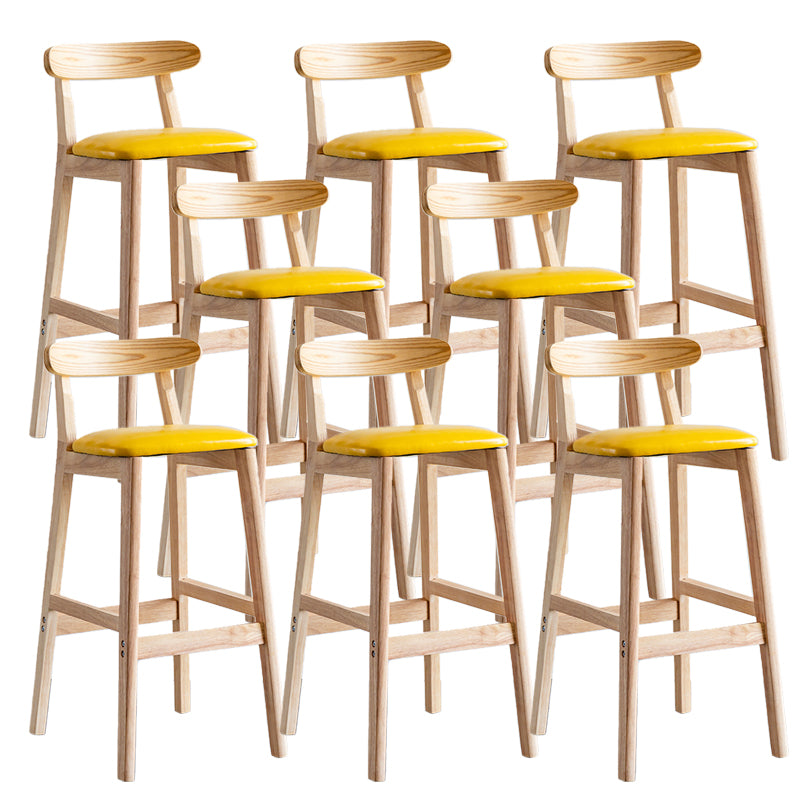 Industrial Backrest Armless Counter Stool Wood Cafe Bar Stool with Pedal and Cushion