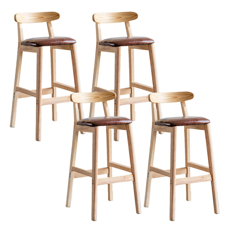 Industrial Backrest Armless Counter Stool Wood Cafe Bar Stool with Pedal and Cushion