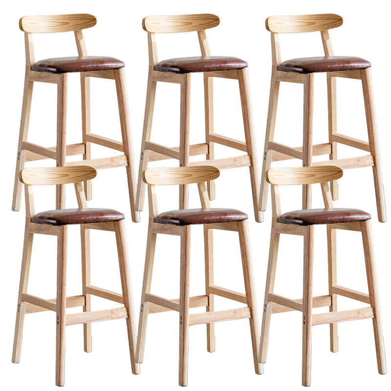 Industrial Backrest Armless Counter Stool Wood Cafe Bar Stool with Pedal and Cushion