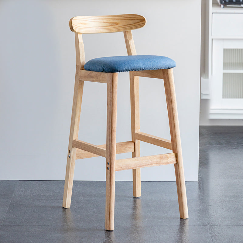 Industrial Backrest Armless Counter Stool Wood Cafe Bar Stool with Pedal and Cushion