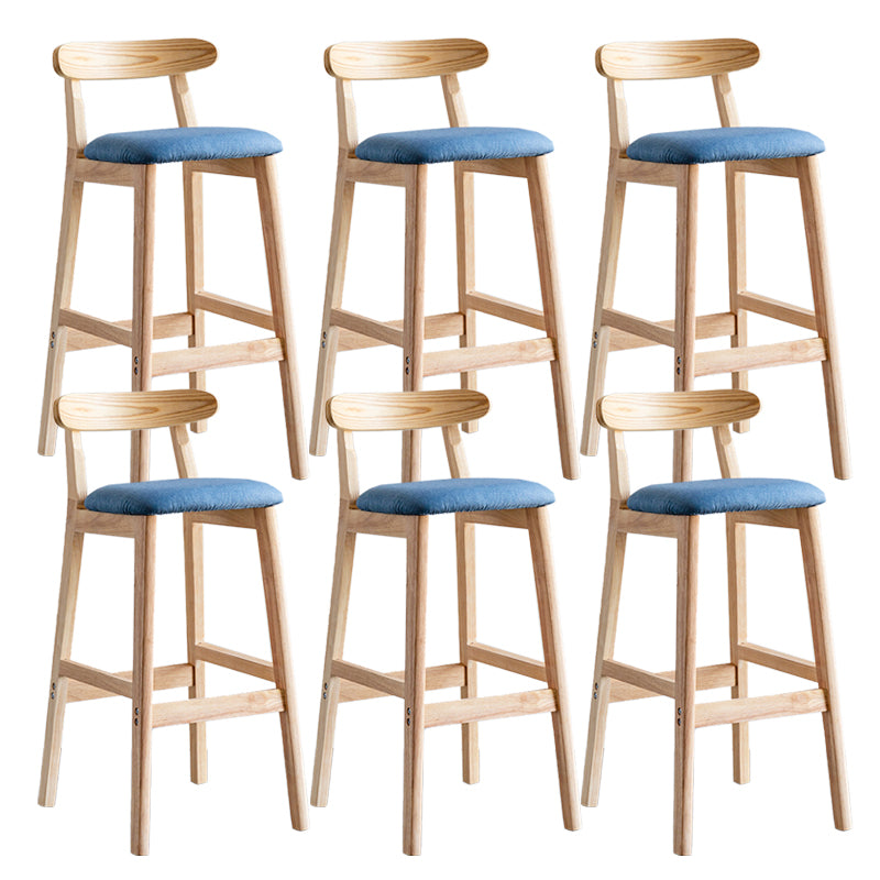 Industrial Backrest Armless Counter Stool Wood Cafe Bar Stool with Pedal and Cushion